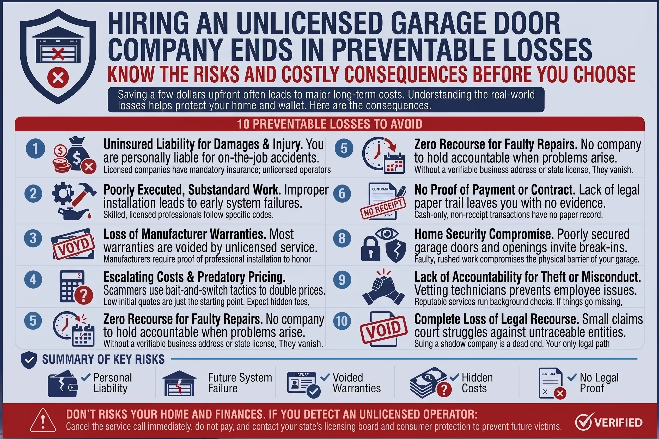 Hiring an Unlicensed Garage Door Company Ends in Preventable Losses