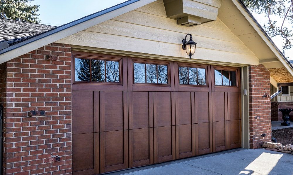 Custom Wood Overlay Garage Door on a house